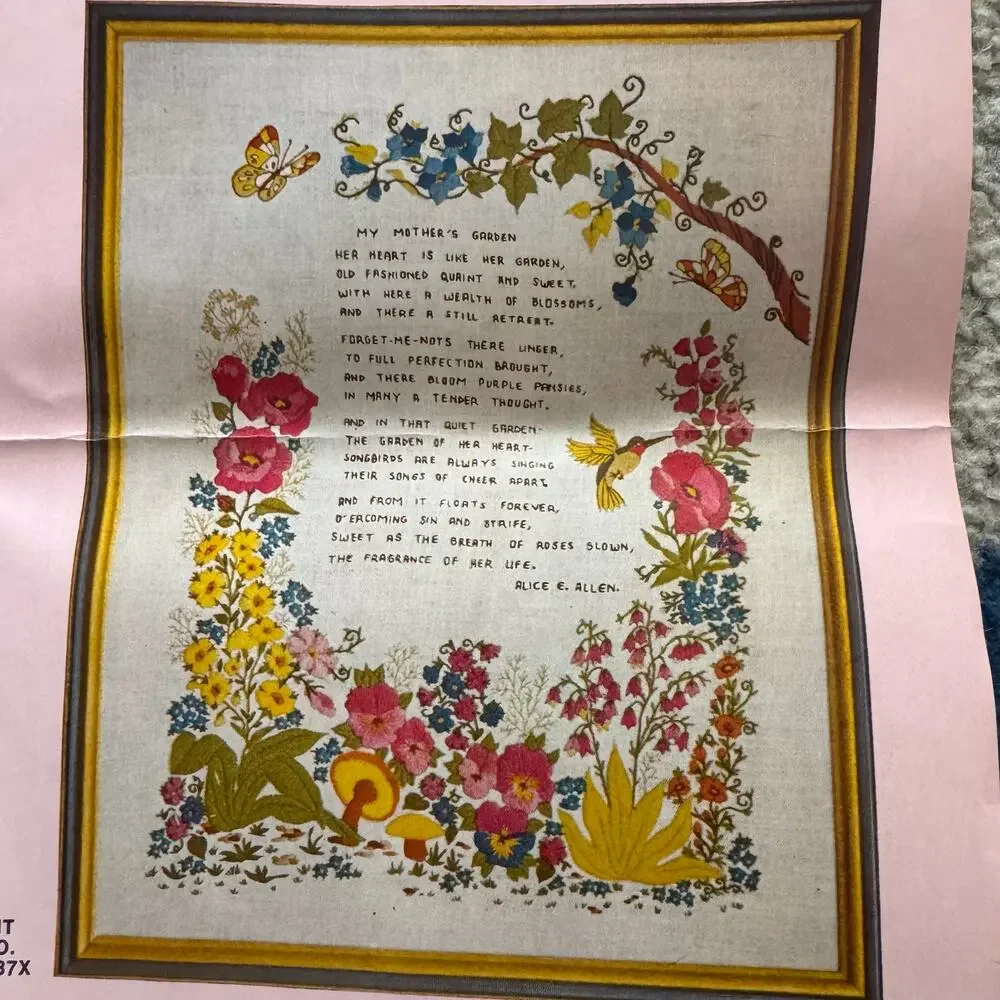 Vintage 1976 Paragon Crewel Embroidery Kit My Mothers Garden 02887X 16x20
